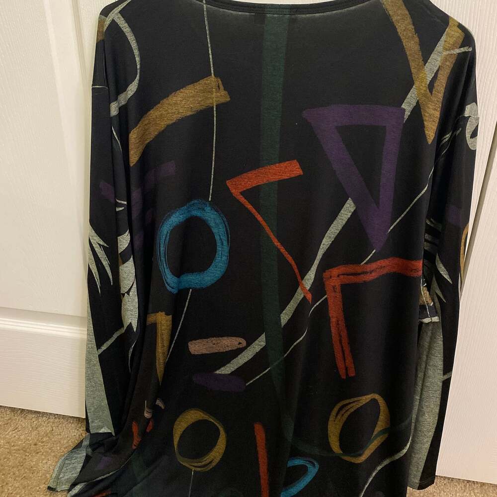 Jess & Jane Women's Lily Trio Slit V-Neck Chiffon Contrast Tunic 3X - Picture 9 of 13